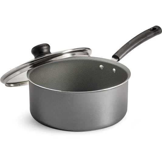 3-Quart Nonstick Saucepan with Lid – Aluminum, Dishwasher Safe, Cool-Touch Handle, Easy Clean-Up