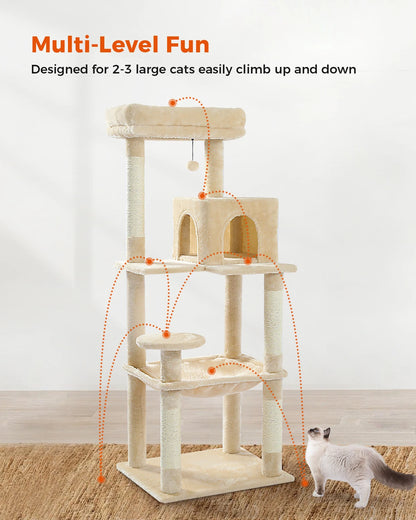 Multi-Level Indoor Cat Tree – Large Cat Tower with Sisal Scratching Posts, Spacious Condo, Toys & Scratcher – Available in 6 Colors