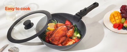 17-Piece Granite Nonstick Cookware Set – Induction-Compatible Pots & Pans with Frying, Sauce & Sauté Pans for Kitchen Cooking
