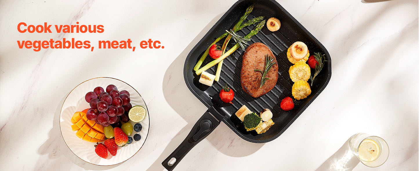 17-Piece Granite Nonstick Cookware Set – Induction-Compatible Pots & Pans with Frying, Sauce & Sauté Pans for Kitchen Cooking