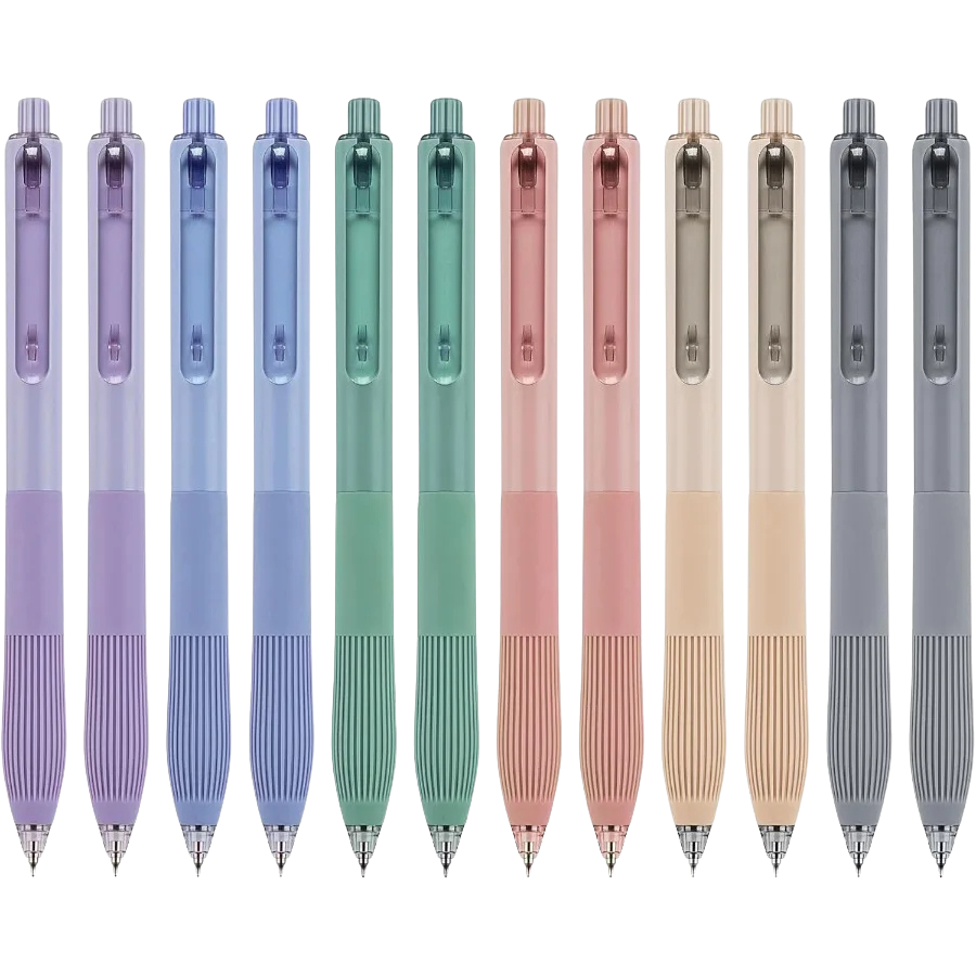 12-Pack Retractable Gel Pens - 0.5mm Fine Point Black Ink for Smooth
