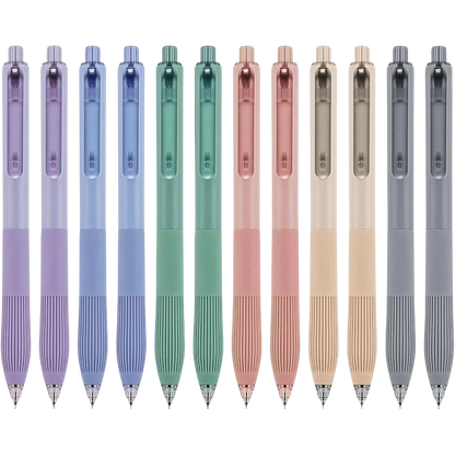 12-Pack Retractable Gel Pens - 0.5mm Fine Point Black Ink for Smooth