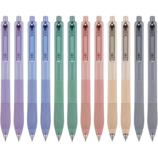 12-Pack Retractable Gel Pens - 0.5mm Fine Point Black Ink for Smooth